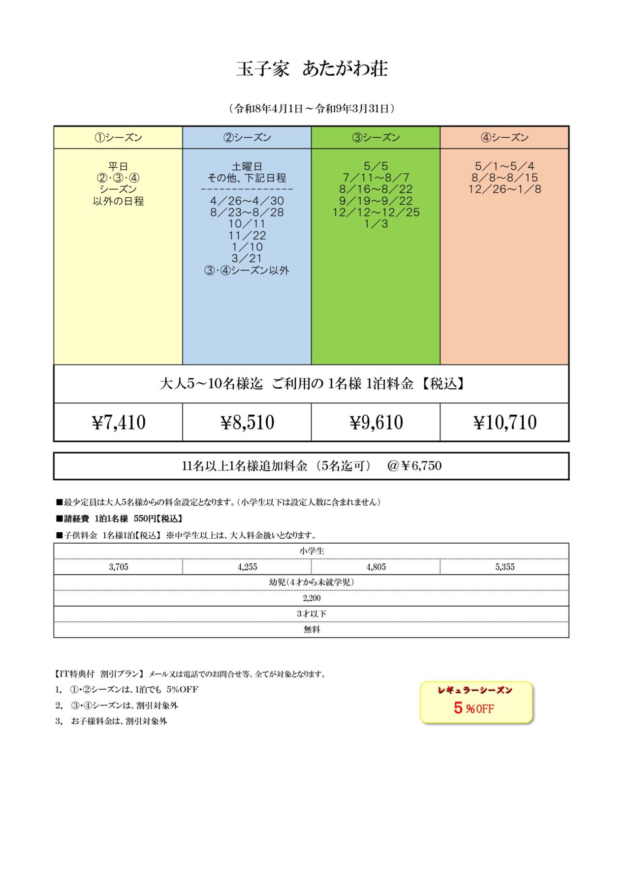 玉子家 あたがわ荘の間取り図