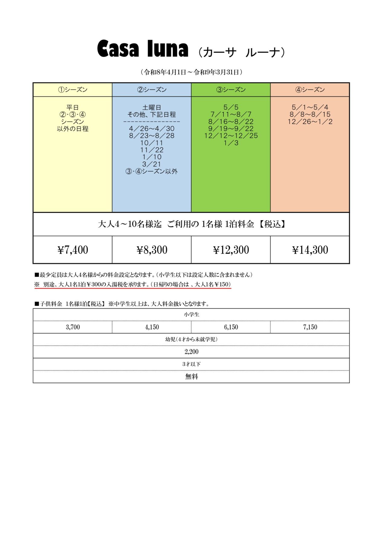 カーサ・ルーナの間取り図