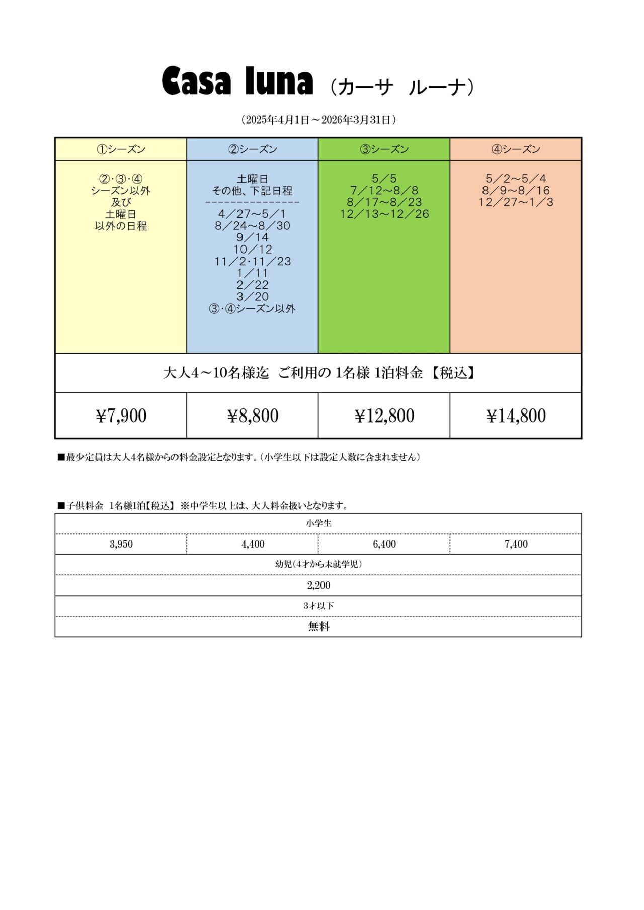 カーサ・ルーナの間取り図